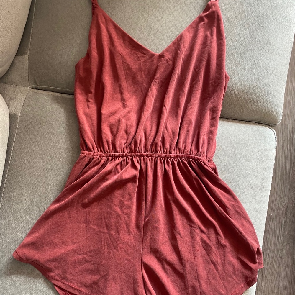 Red / Orange Romper w Braided Straps